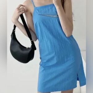 NWT Nike Women SportCasual Swoosh Woven Logo Spaghetti Strap Dress Size Large